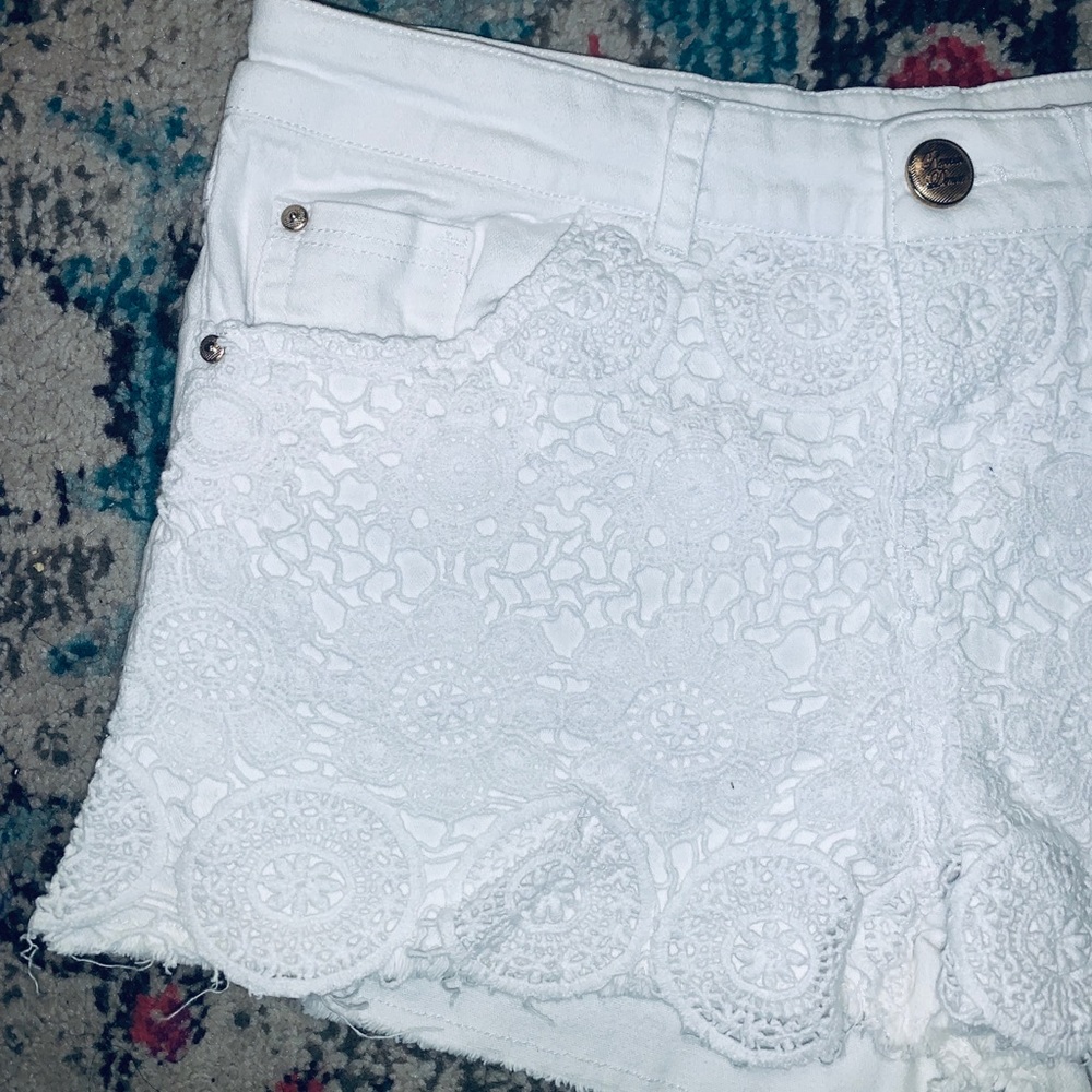 Lace White Cotton Shorts
